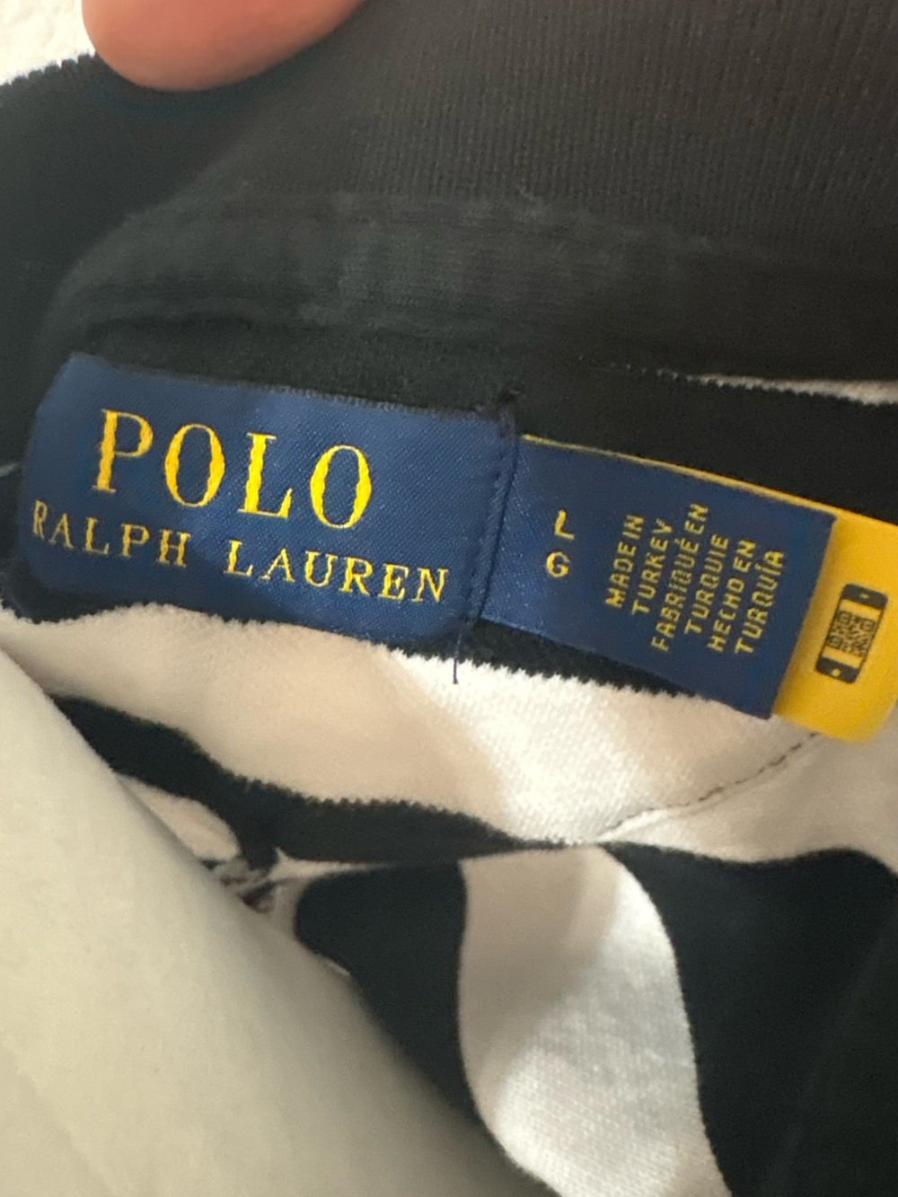 Ralph Lauren Black & White Striped Button-Front Polo Dress with Tie Waist - Picture 6 of 7